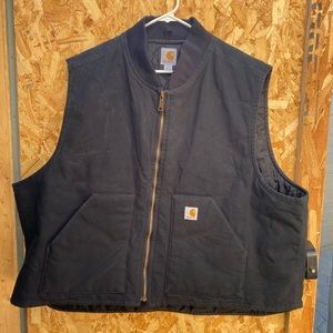 Black Carhartt Duck Canvas Vest Quilt Lined